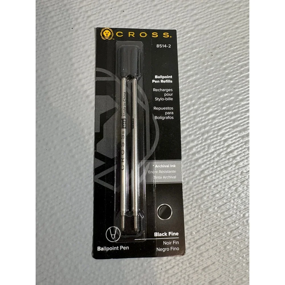 Cross Ballpoint Pen Refills 8514-2 Black Fine Archival Ink 2 Pack